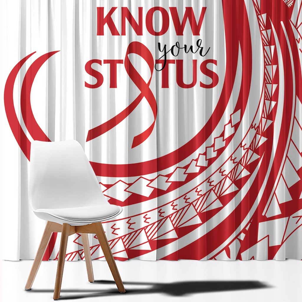 Know Your Status Red Ribbon Personalised Window Curtain Polynesian AIDS Awareness LT9 - Polynesian Pride