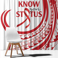 Know Your Status Red Ribbon Personalised Window Curtain Polynesian AIDS Awareness LT9 - Polynesian Pride