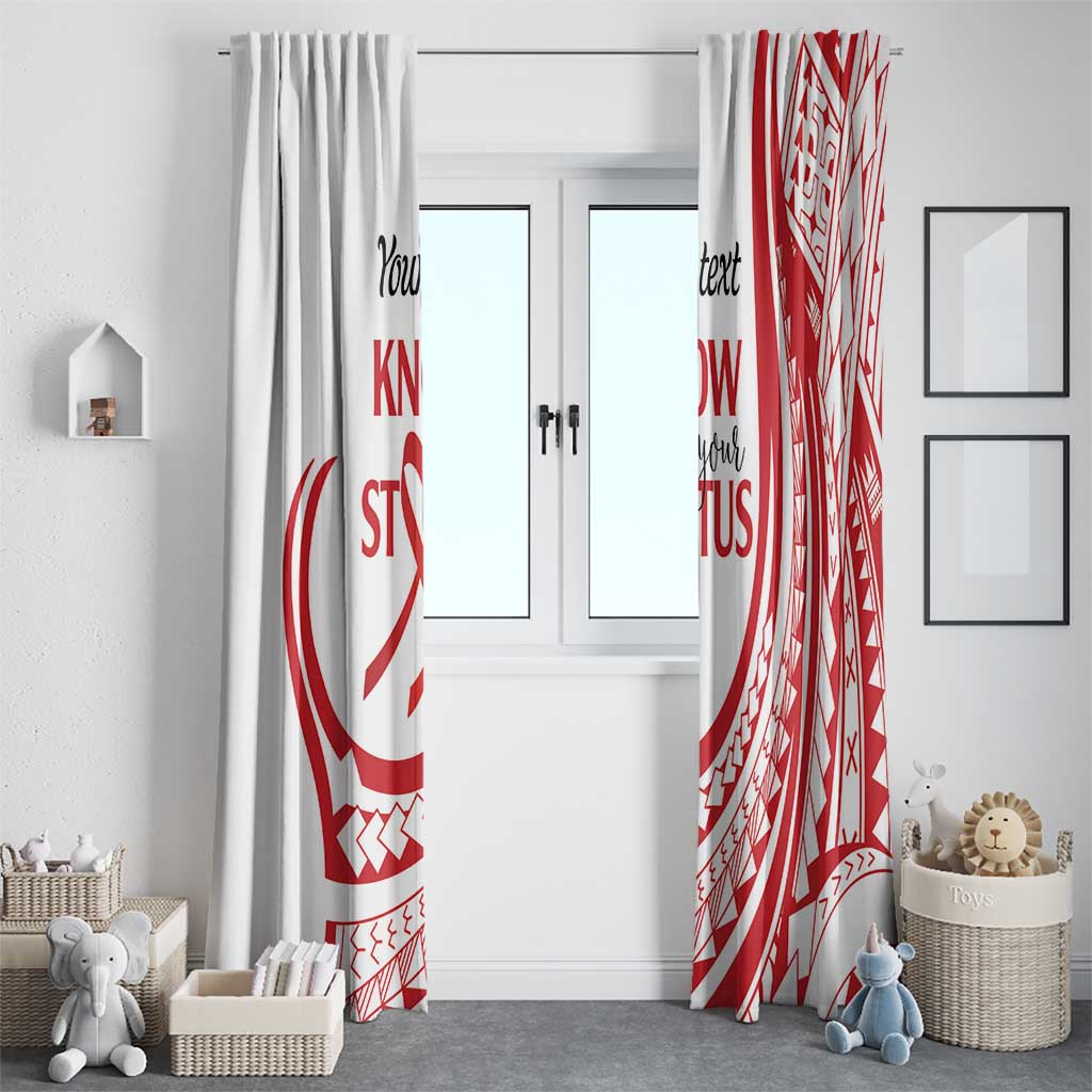 Know Your Status Red Ribbon Personalised Window Curtain Polynesian AIDS Awareness LT9 - Polynesian Pride