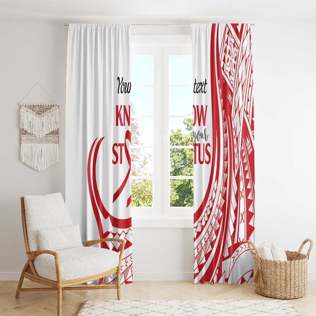 Know Your Status Red Ribbon Personalised Window Curtain Polynesian AIDS Awareness LT9 - Polynesian Pride