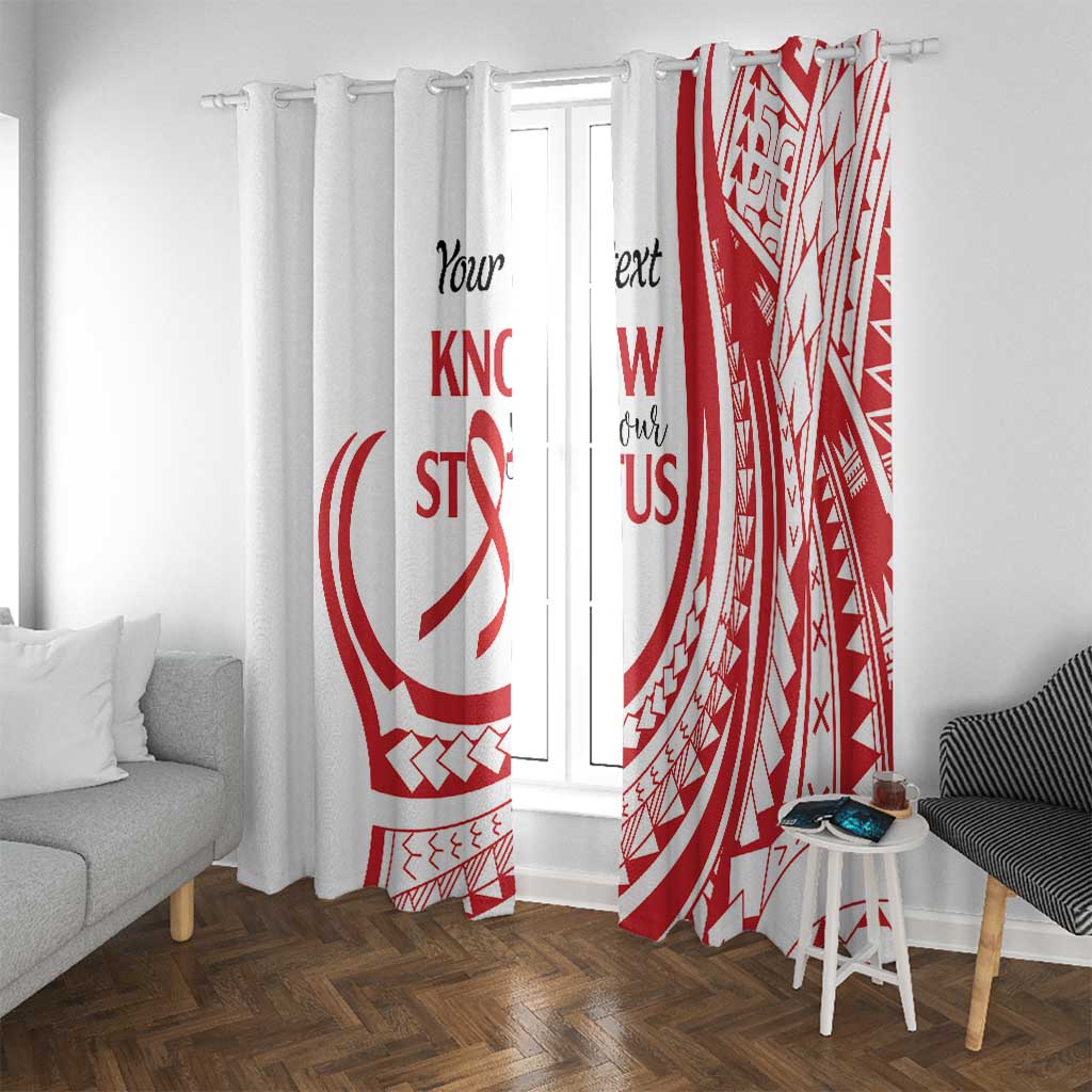 Know Your Status Red Ribbon Personalised Window Curtain Polynesian AIDS Awareness LT9 With Grommets Red - Polynesian Pride