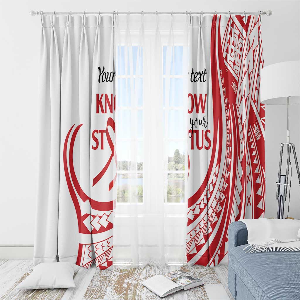 Know Your Status Red Ribbon Personalised Window Curtain Polynesian AIDS Awareness LT9 - Polynesian Pride