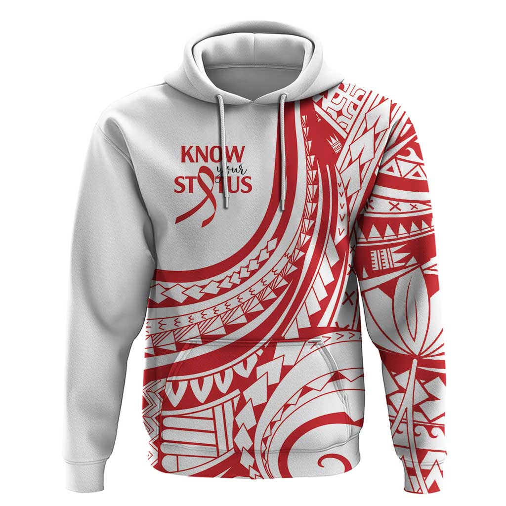Know Your Status Red Ribbon Personalised Zip Hoodie Polynesian AIDS Awareness