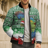 New Zealand Kea Bird Christmas Bomber Puffer Jacket Maori Inspired Knitted Patterns LT9 - Polynesian Pride