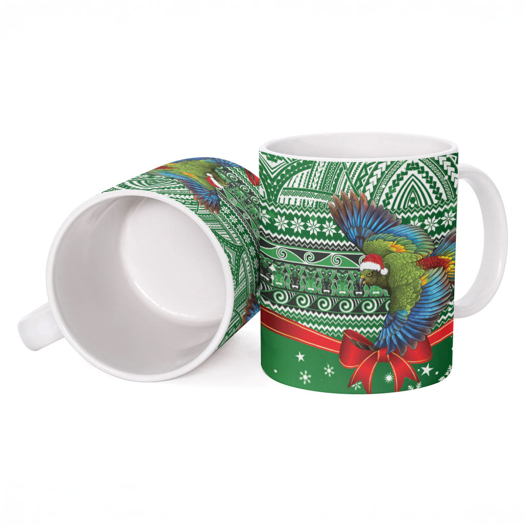 New Zealand Kea Bird Christmas Ceramic Mug Maori Inspired Knitted Patterns LT9 - Polynesian Pride