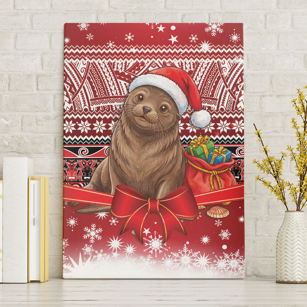 New Zealand Kekeno Seal Christmas Canvas Wall Art Maori Inspired Knitted Patterns