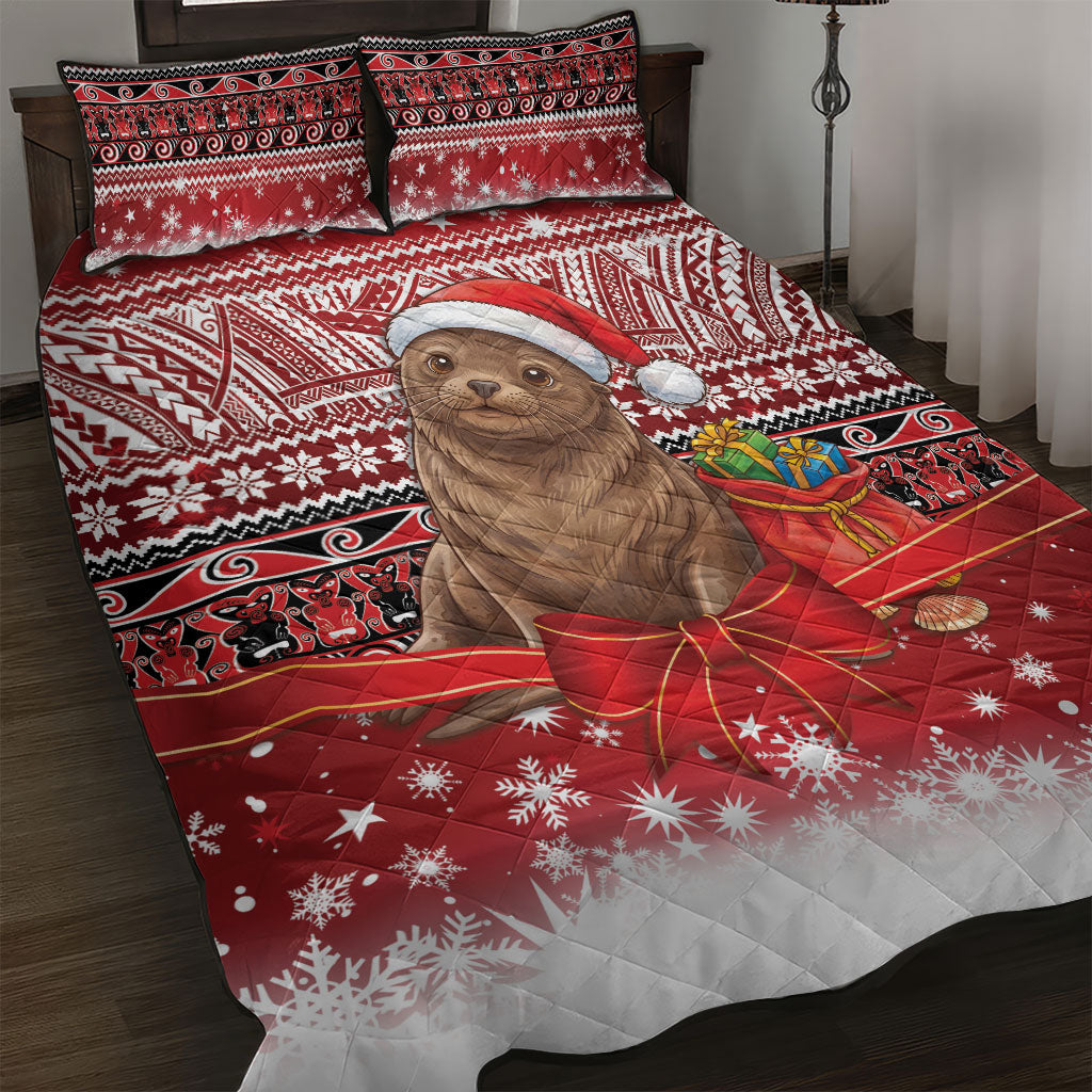 New Zealand Kekeno Seal Christmas Quilt Bed Set Maori Inspired Knitted Patterns