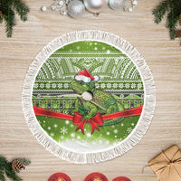 New Zealand Tuatara Christmas Tree Skirt Maori Inspired Knitted Patterns LT9 Fringed Green - Polynesian Pride