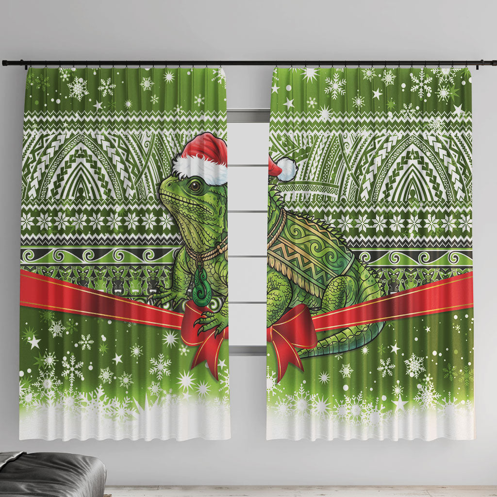 New Zealand Tuatara Christmas Window Curtain Maori Inspired Knitted Patterns