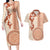 Fiji Tagimoucia Flower With Tapa Tribal Couples Matching Long Sleeve Bodycon Dress and Hawaiian Shirt Beige Color LT9 Beige - Polynesian Pride