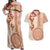 Fiji Tagimoucia Flower With Tapa Tribal Couples Matching Off Shoulder Maxi Dress and Hawaiian Shirt Beige Color LT9 Beige - Polynesian Pride