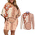 Fiji Tagimoucia Flower With Tapa Tribal Couples Matching Off Shoulder Short Dress and Long Sleeve Button Shirt Beige Color LT9 Beige - Polynesian Pride