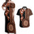 Fiji Tagimoucia Flower With Tapa Tribal Couples Matching Off Shoulder Maxi Dress and Hawaiian Shirt Brown Color LT9 Brown - Polynesian Pride