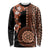 Fiji Tagimoucia Flower With Tapa Tribal Long Sleeve Shirt Brown Color LT9 Unisex Brown - Polynesian Pride