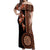 Fiji Tagimoucia Flower With Tapa Tribal Off Shoulder Maxi Dress Brown Color LT9 Women Brown - Polynesian Pride