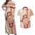 Bula Fiji Tagimoucia Flower Masi Tapa Tribal Couples Matching Off Shoulder Maxi Dress and Hawaiian Shirt Beige Color LT9 Beige - Polynesian Pride