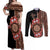 Bula Fiji Tagimoucia Flower Masi Tapa Tribal Couples Matching Off Shoulder Maxi Dress and Long Sleeve Button Shirt Brown Color LT9 Brown - Polynesian Pride