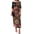 Bula Fiji Tagimoucia Flower Masi Tapa Tribal Puletasi Brown Color LT9 Long Dress Brown - Polynesian Pride