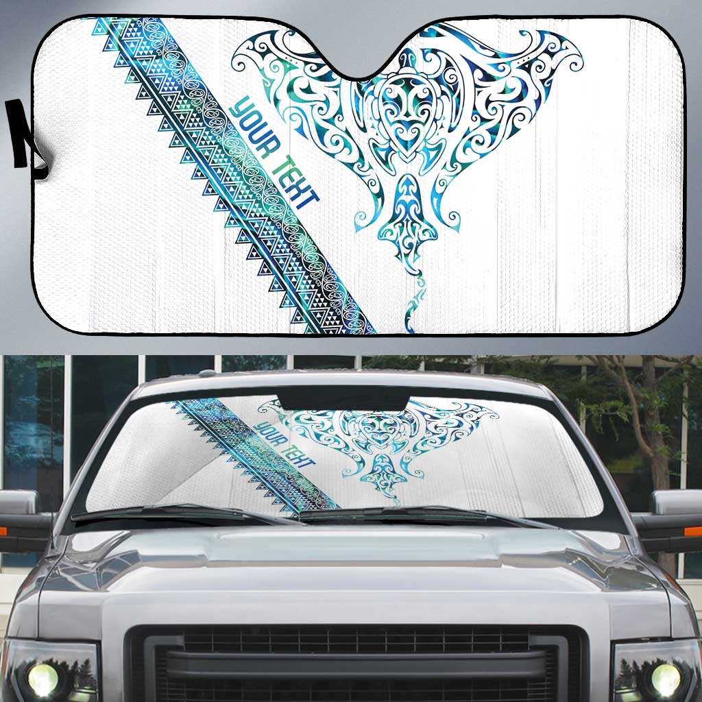 Kahui Whetu Paua shell Kowhaiwhai Taniko Personalised Auto Sun Shade Manta Ray Shark-Turtle Maori Tribal Style LT9 Blue - Polynesian Pride