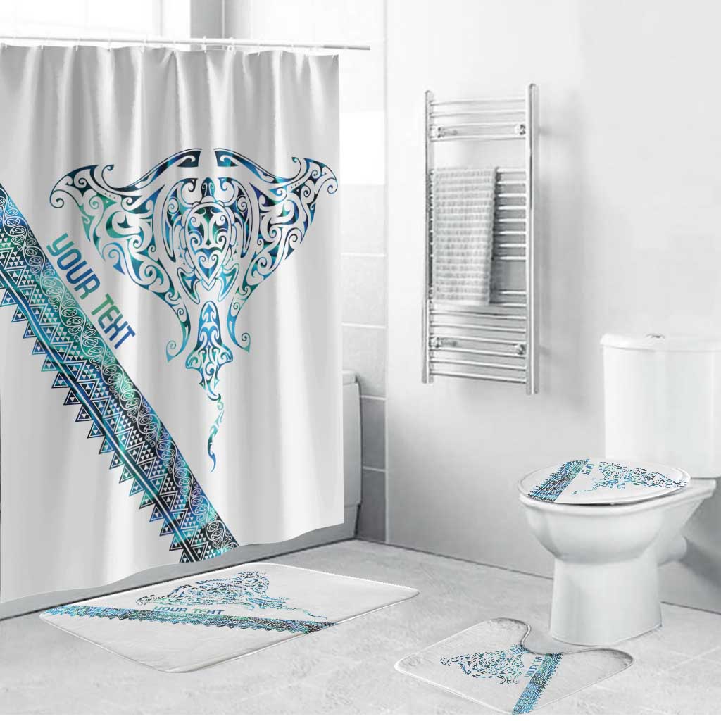 Kahui Whetu Paua shell Kowhaiwhai Taniko Personalised Bathroom Set Manta Ray Shark-Turtle Maori Tribal Style LT9 Bathroom Set (4 pcs) Blue - Polynesian Pride