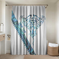 Kahui Whetu Paua shell Kowhaiwhai Taniko Personalised Bathroom Set Manta Ray Shark-Turtle Maori Tribal Style LT9 Shower Curtain Only Blue - Polynesian Pride