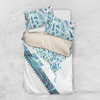 Kahui Whetu Paua shell Kowhaiwhai Taniko Personalised Bedding Set Manta Ray Shark-Turtle Maori Tribal Style LT9 US Twin 172cm x 218cm Blue - Polynesian Pride