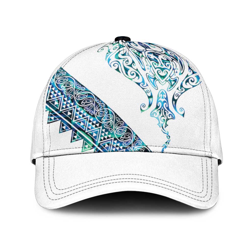 Kahui Whetu Paua shell Kowhaiwhai Taniko Classic Cap Manta Ray Shark-Turtle Maori Tribal Style LT9 Universal Fit Blue - Polynesian Pride