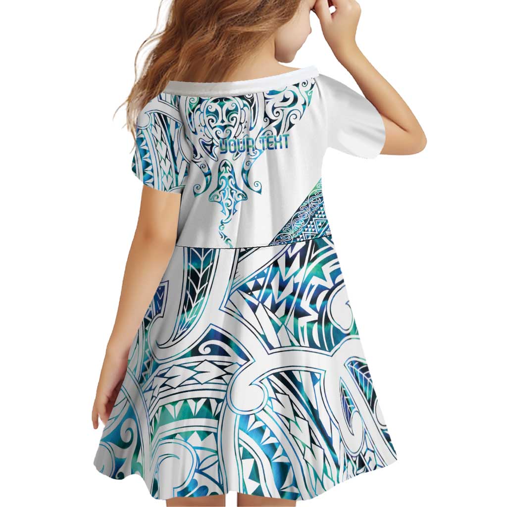 Kahui Whetu Paua shell Kowhaiwhai Taniko Personalised Family Matching Long Sleeve Bodycon Dress and Hawaiian Shirt Manta Ray Shark-Turtle Maori Tribal Style