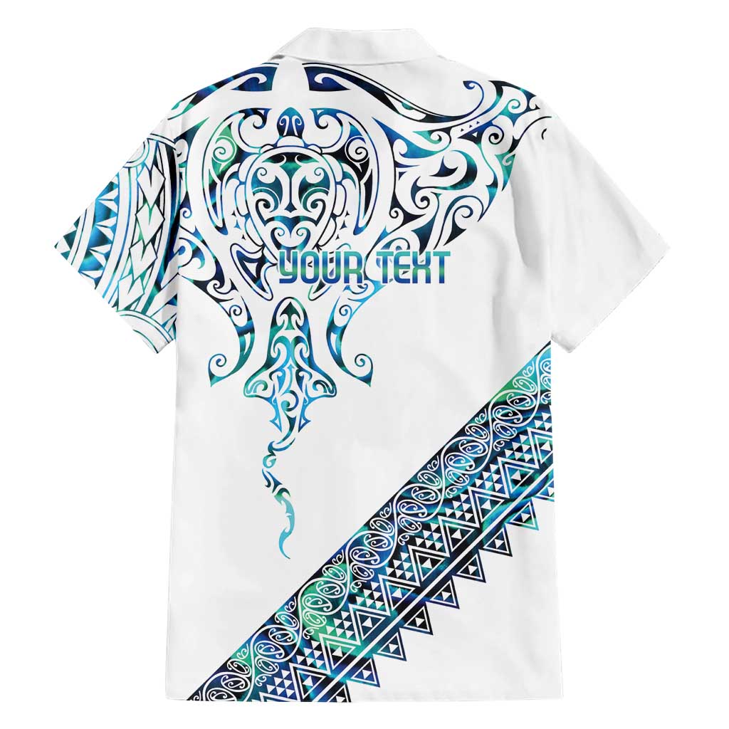 Kahui Whetu Paua shell Kowhaiwhai Taniko Personalised Family Matching Off Shoulder Maxi Dress and Hawaiian Shirt Manta Ray Shark-Turtle Maori Tribal Style
