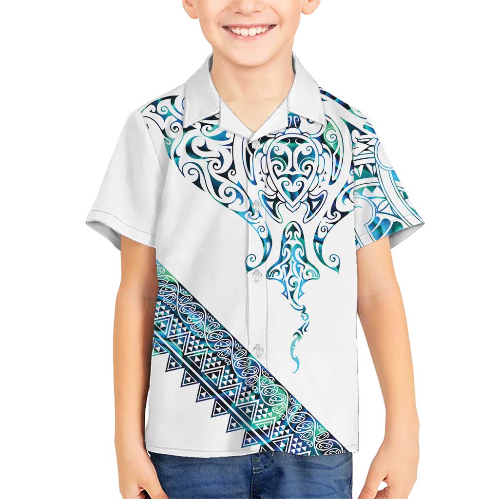Kahui Whetu Paua shell Kowhaiwhai Taniko Personalised Family Matching Puletasi and Hawaiian Shirt Manta Ray Shark-Turtle Maori Tribal Style
