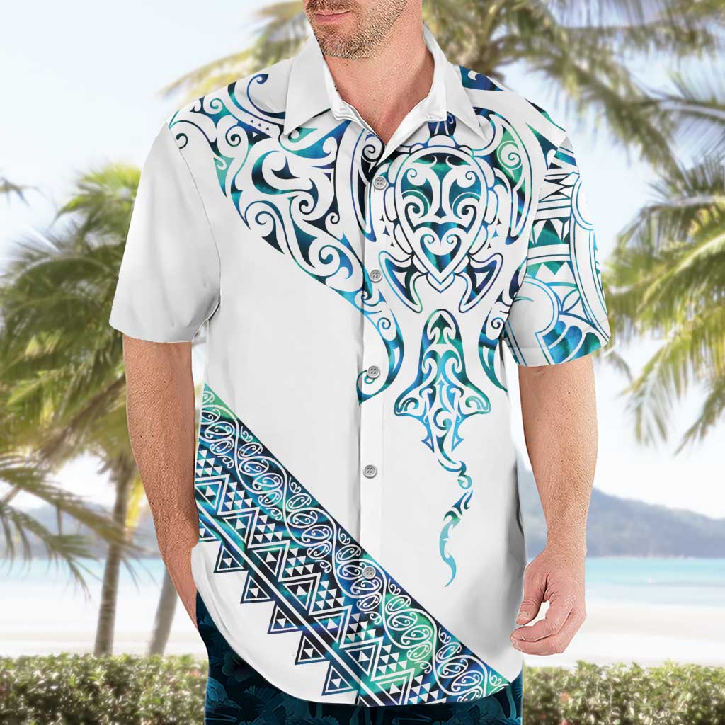 Kahui Whetu Paua shell Kowhaiwhai Taniko Personalised Hawaiian Shirt Manta Ray Shark-Turtle Maori Tribal Style