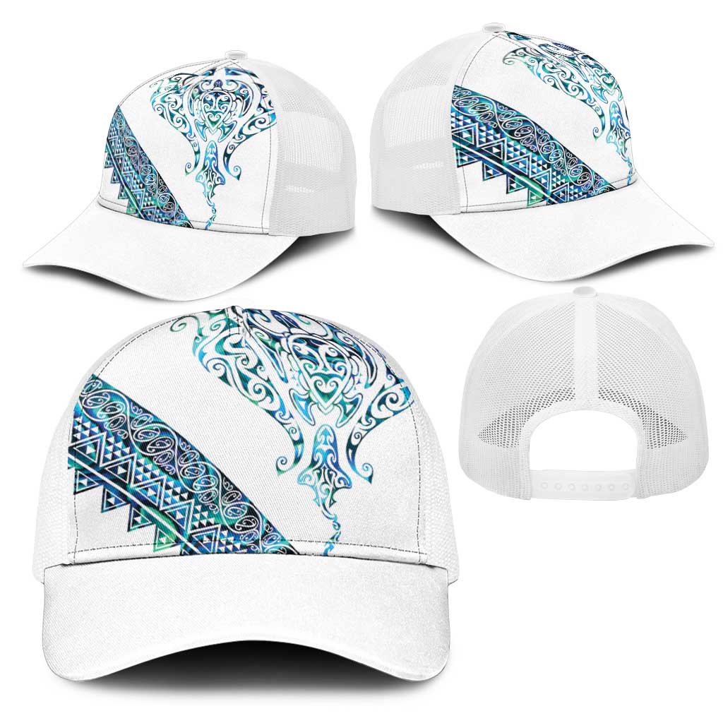 Kahui Whetu Paua shell Kowhaiwhai Taniko Mesh Trucker Cap Manta Ray Shark-Turtle Maori Tribal Style LT9 - Polynesian Pride