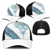 Kahui Whetu Paua shell Kowhaiwhai Taniko Mesh Trucker Cap Manta Ray Shark-Turtle Maori Tribal Style LT9 - Polynesian Pride