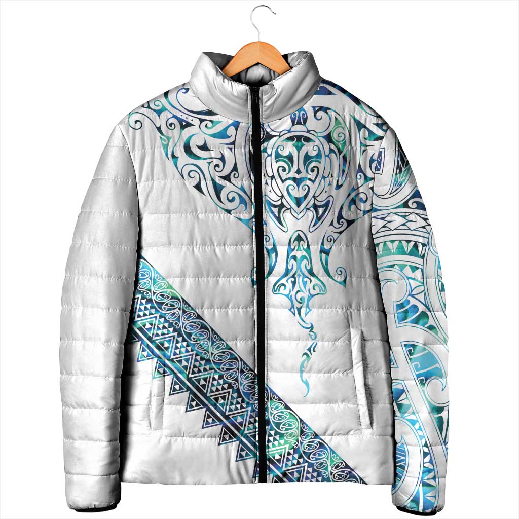 Kahui Whetu Paua shell Kowhaiwhai Taniko Personalised Padded Jacket Manta Ray Shark-Turtle Maori Tribal Style LT9 - Polynesian Pride