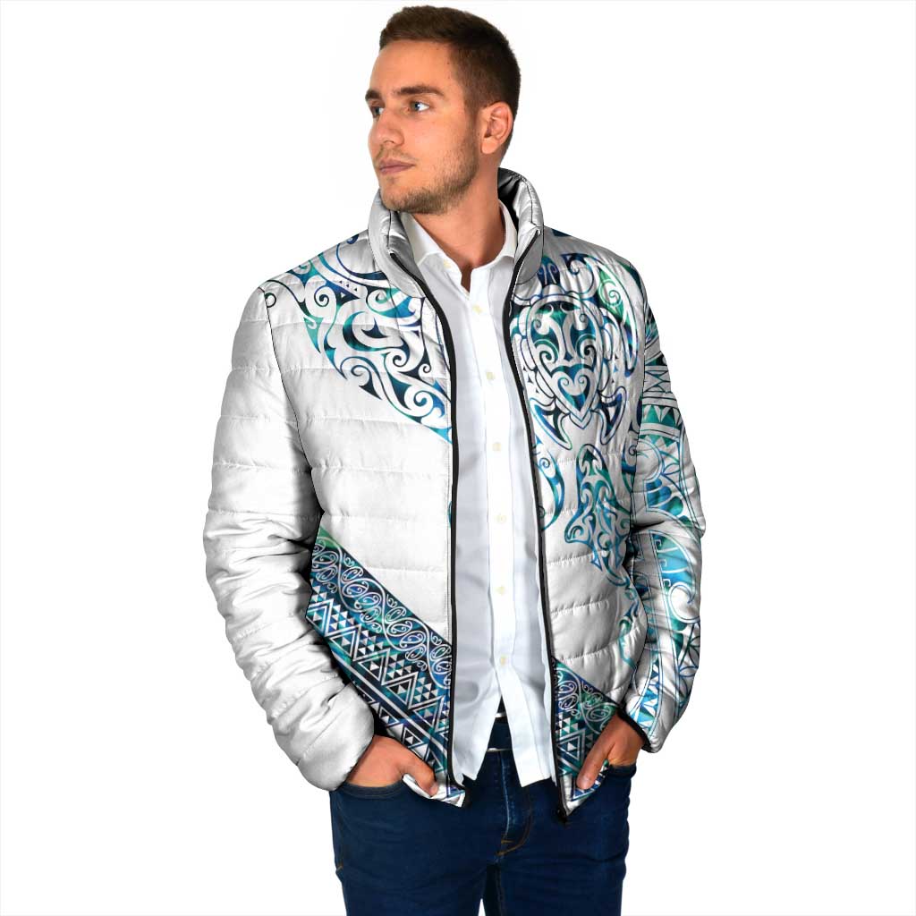 Kahui Whetu Paua shell Kowhaiwhai Taniko Personalised Padded Jacket Manta Ray Shark-Turtle Maori Tribal Style LT9 - Polynesian Pride