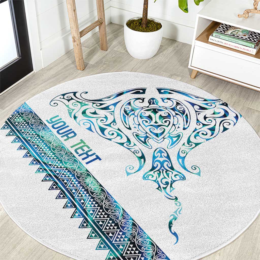 Kahui Whetu Paua shell Kowhaiwhai Taniko Personalised Round Carpet Manta Ray Shark-Turtle Maori Tribal Style LT9 Blue - Polynesian Pride