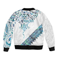 Kahui Whetu Paua shell Kowhaiwhai Taniko Personalised Sleeve Zip Bomber Jacket Manta Ray Shark-Turtle Maori Tribal Style LT9 - Polynesian Pride