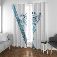Kahui Whetu Paua shell Kowhaiwhai Taniko Personalised Window Curtain Manta Ray Shark-Turtle Maori Tribal Style LT9 With Grommets Blue - Polynesian Pride