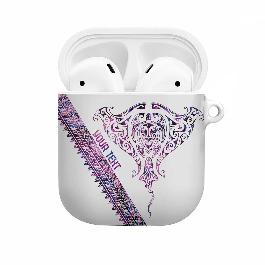 Mawhero Paua shell Kowhaiwhai Taniko Personalised AirPods Case Manta Ray Shark-Turtle Maori Tribal Style