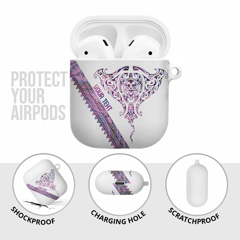 Mawhero Paua shell Kowhaiwhai Taniko Personalised AirPods Case Manta Ray Shark-Turtle Maori Tribal Style