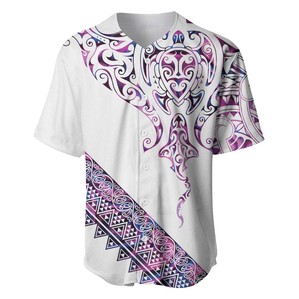 Mawhero Paua shell Kowhaiwhai Taniko Personalised Baseball Jersey Manta Ray Shark-Turtle Maori Tribal Style LT9 Pink - Polynesian Pride