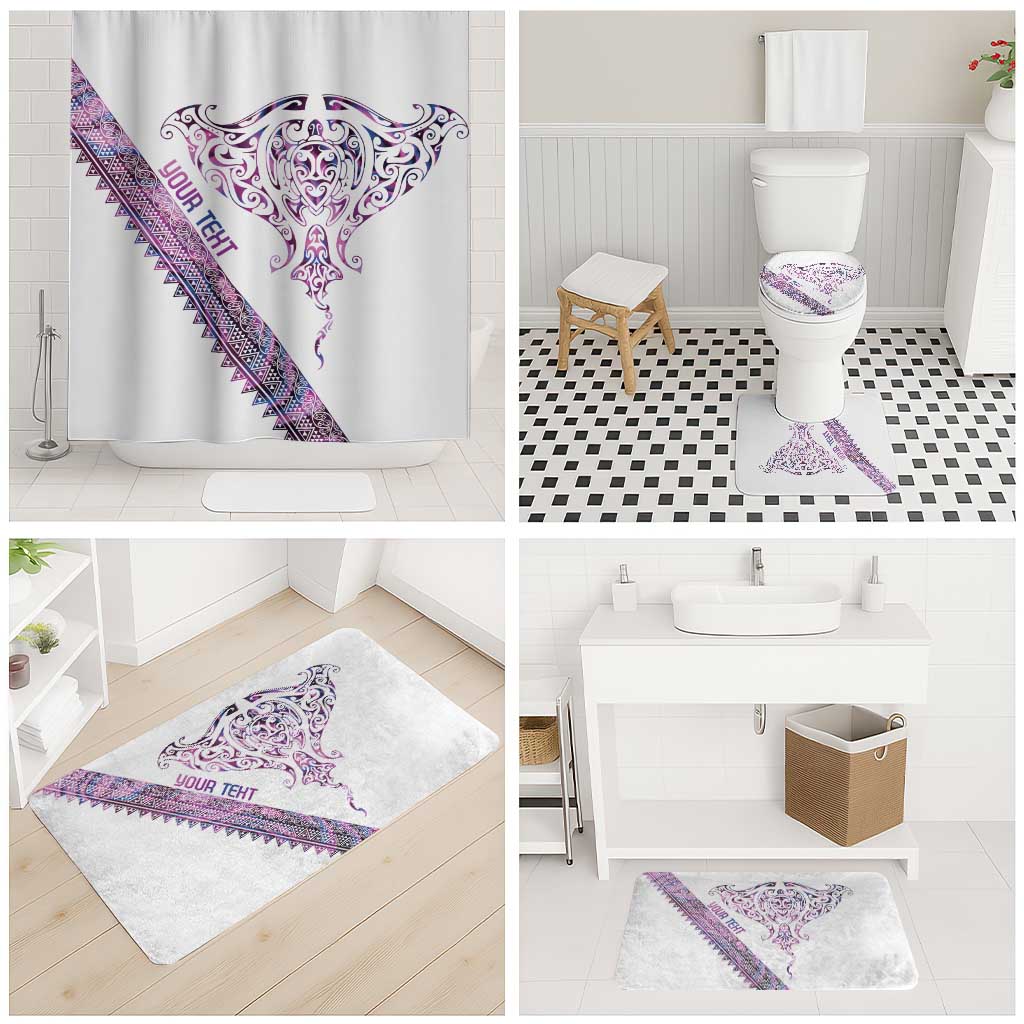 Mawhero Paua shell Kowhaiwhai Taniko Personalised Bathroom Set Manta Ray Shark-Turtle Maori Tribal Style LT9 - Polynesian Pride