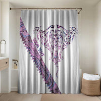 Mawhero Paua shell Kowhaiwhai Taniko Personalised Bathroom Set Manta Ray Shark-Turtle Maori Tribal Style LT9 Shower Curtain Only Pink - Polynesian Pride