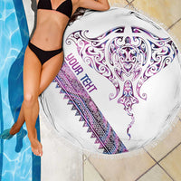 Mawhero Paua shell Kowhaiwhai Taniko Personalised Beach Blanket Manta Ray Shark-Turtle Maori Tribal Style LT9 - Polynesian Pride