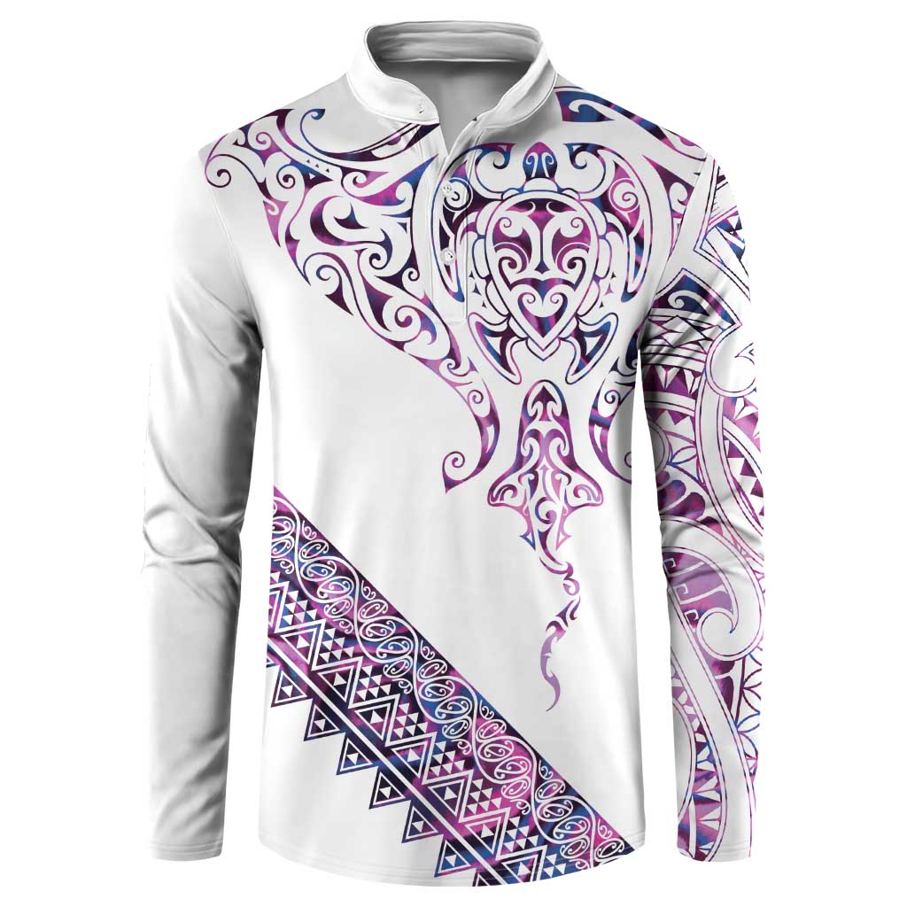 Mawhero Paua shell Kowhaiwhai Taniko Personalised Button Sweatshirt Manta Ray Shark-Turtle Maori Tribal Style LT9 Pink - Polynesian Pride