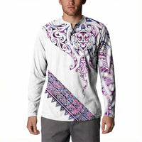 Mawhero Paua shell Kowhaiwhai Taniko Personalised Button Sweatshirt Manta Ray Shark-Turtle Maori Tribal Style LT9 - Polynesian Pride