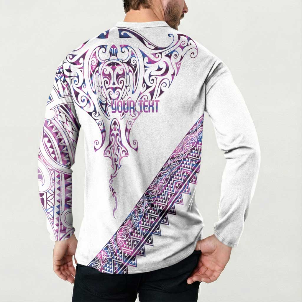 Mawhero Paua shell Kowhaiwhai Taniko Personalised Button Sweatshirt Manta Ray Shark-Turtle Maori Tribal Style LT9 - Polynesian Pride