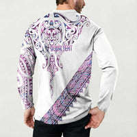 Mawhero Paua shell Kowhaiwhai Taniko Personalised Button Sweatshirt Manta Ray Shark-Turtle Maori Tribal Style LT9 - Polynesian Pride