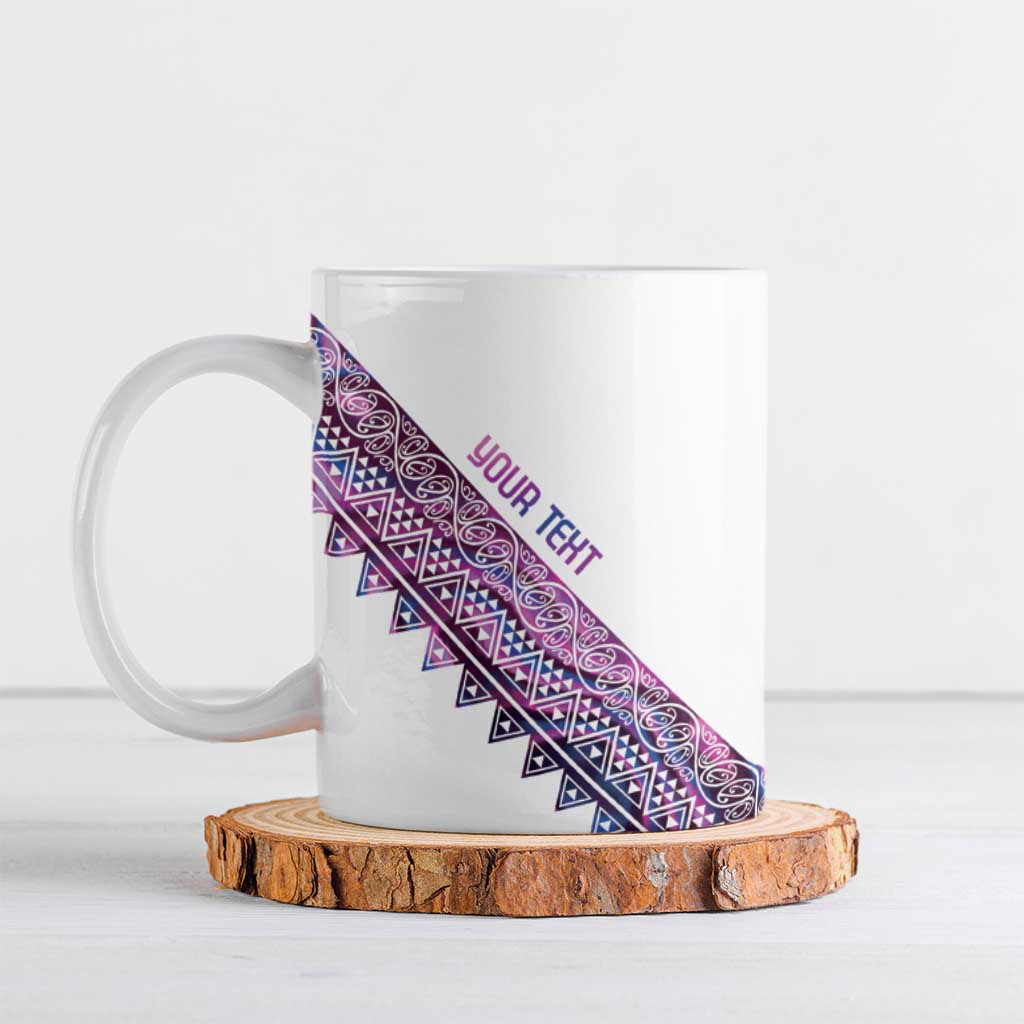 Mawhero Paua shell Kowhaiwhai Taniko Personalised Ceramic Mug Manta Ray Shark-Turtle Maori Tribal Style LT9 Pink - Polynesian Pride