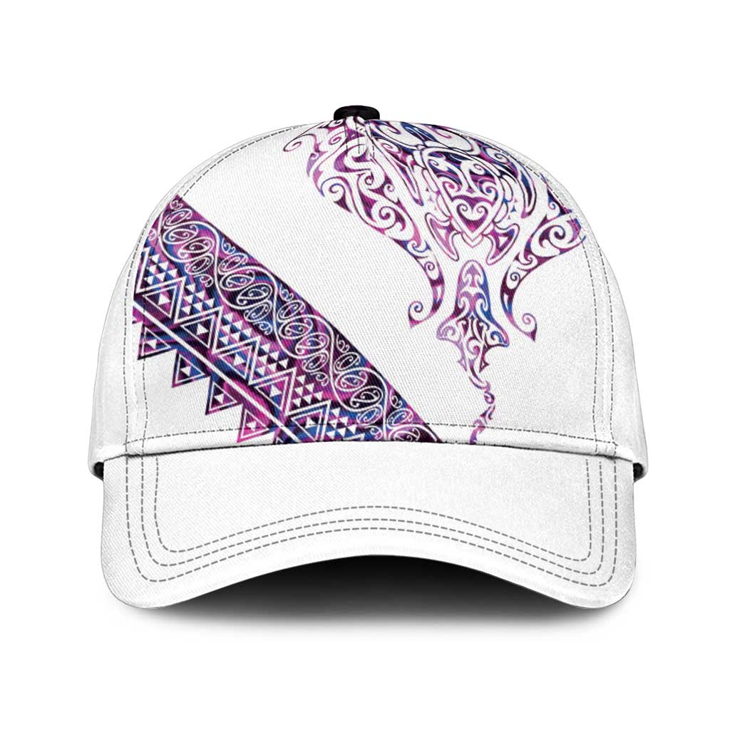 Mawhero Paua shell Kowhaiwhai Taniko Classic Cap Manta Ray Shark-Turtle Maori Tribal Style LT9 Universal Fit Pink - Polynesian Pride